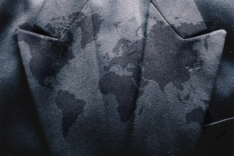 world map on suit