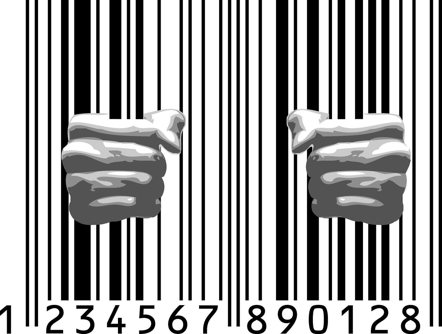 hand holding the bar code